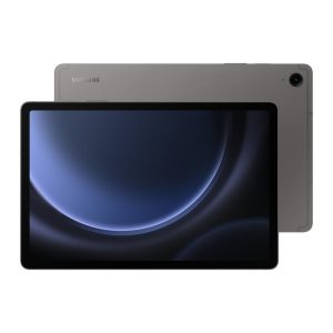 Samsung Galaxy Tab S9 FE 5G in light grey, front and back with one rear camera