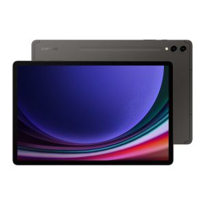 Samsung Galaxy Tab S9+ 5G in dark grey, front and back with two rear cameras